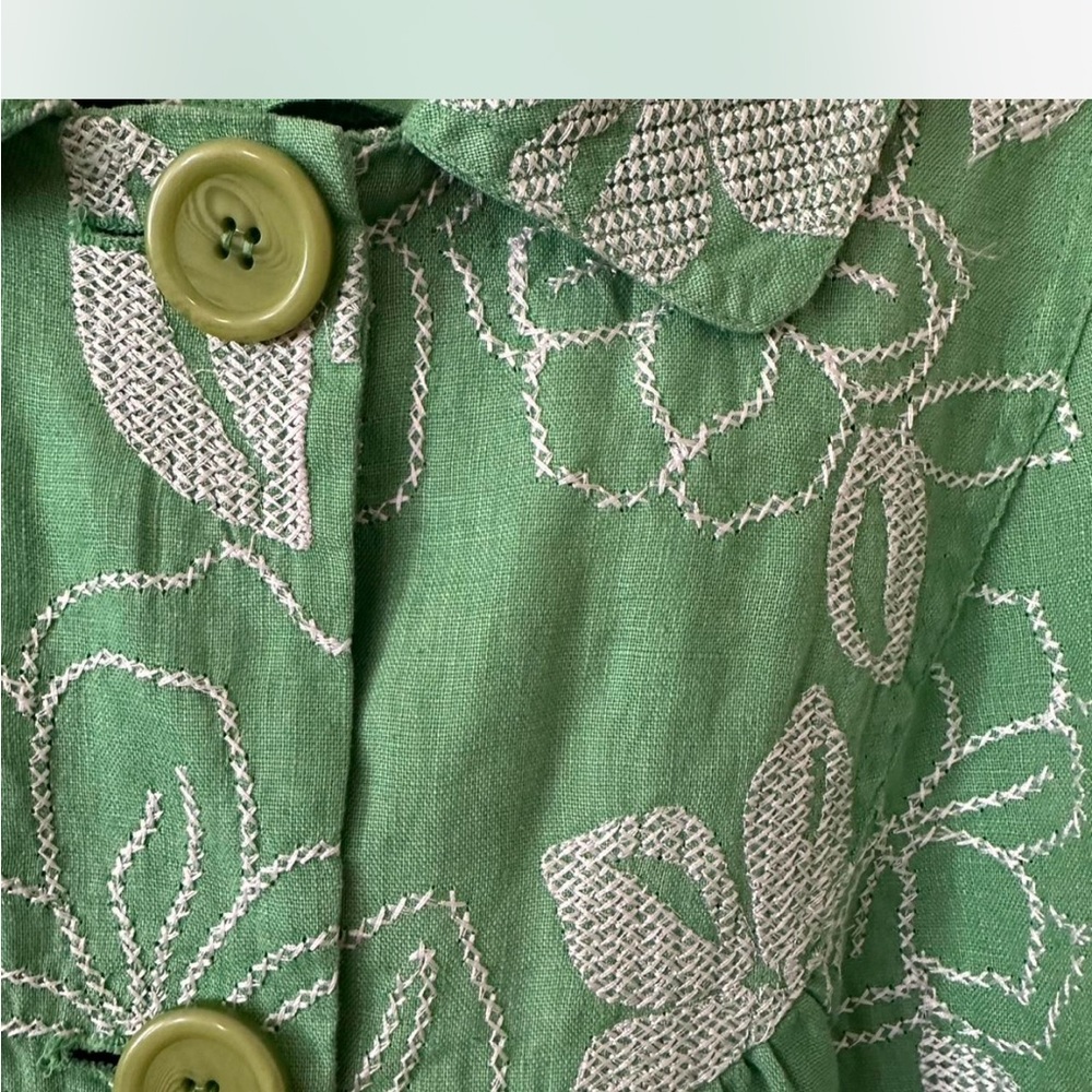 JM Collection Mint Green Linen Jacket - Picture 5 of 8